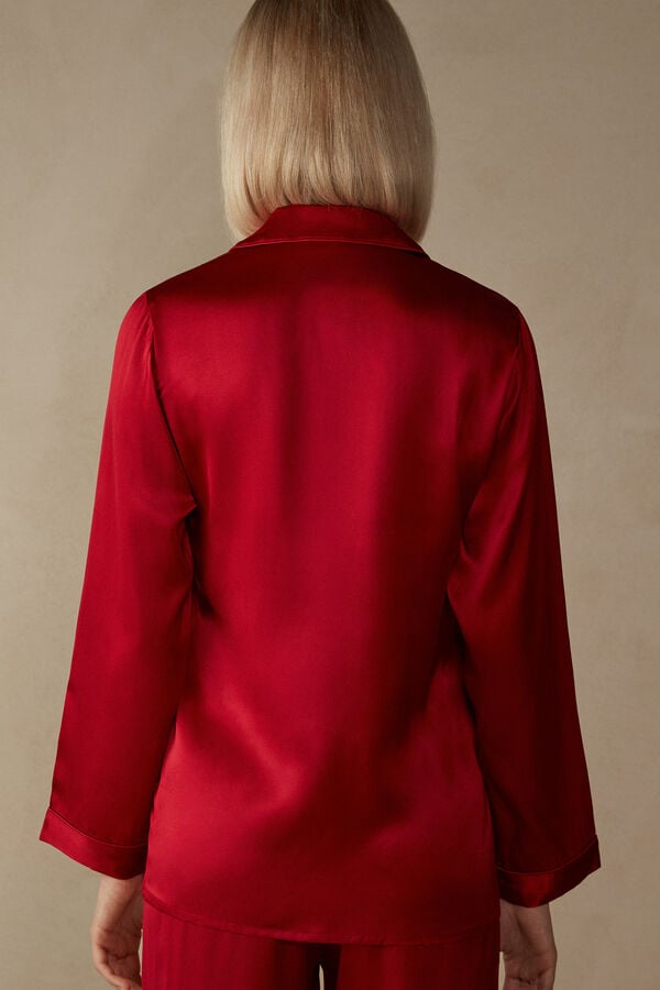 Intimssimi Mannish-Cut Jacket in Silk Satin Rojas | PEXMI22717