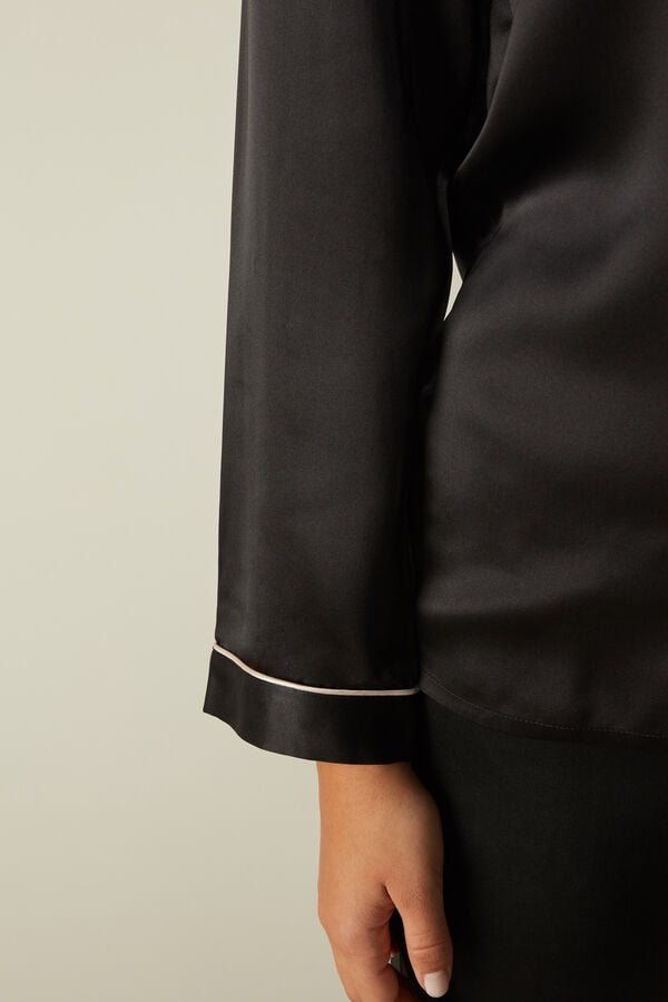 Intimssimi Mannish-Cut Jacket in Silk Satin Negras | UPEND23148