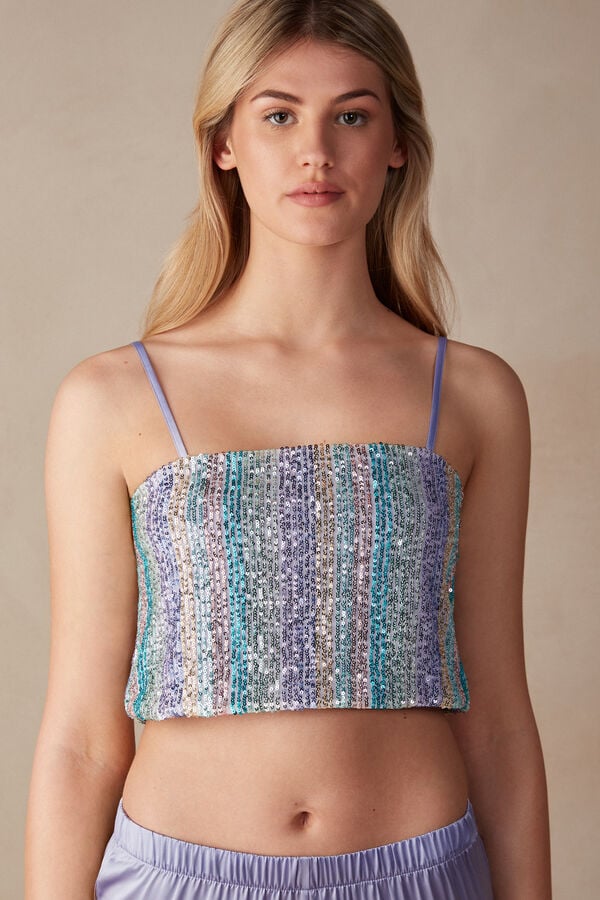 Intimssimi Miami Nights Sequin Crop Top Azules | PEJVR50537