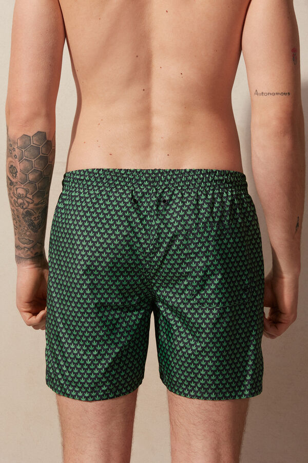 Intimssimi Micro Leaf Print Swim Trunks Verde | DPEVO20957