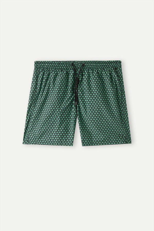 Intimssimi Micro Leaf Print Swim Trunks Verde | DPEVO20957