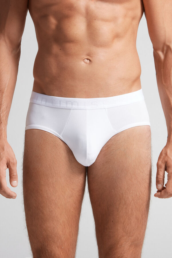 Intimssimi Microfiber Briefs with Logo Detail Blancas | BPESO33338