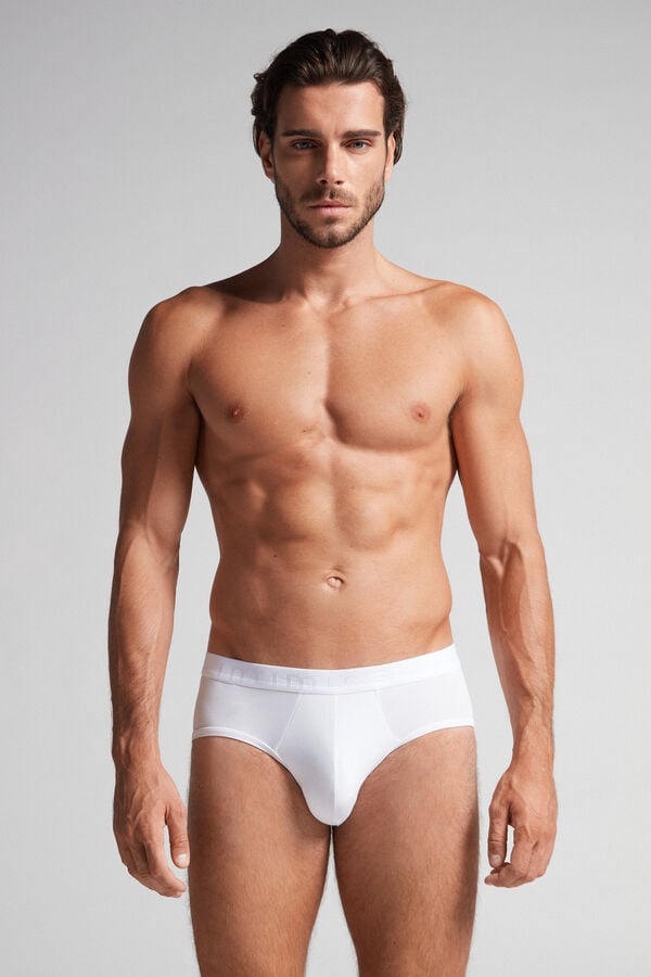 Intimssimi Microfiber Briefs with Logo Detail Blancas | BPESO33338