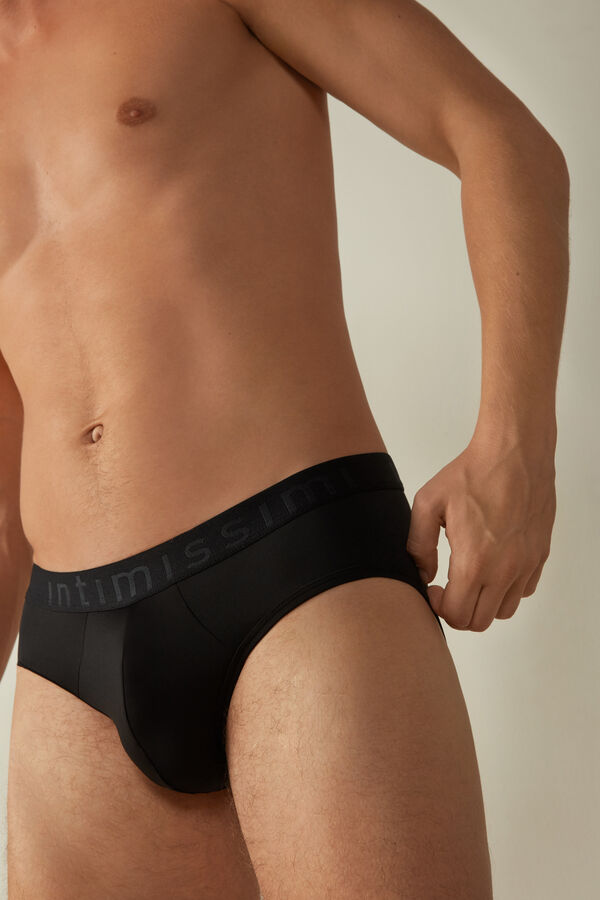 Intimssimi Microfiber Briefs with Logo Detail Negras | DPEVO63228