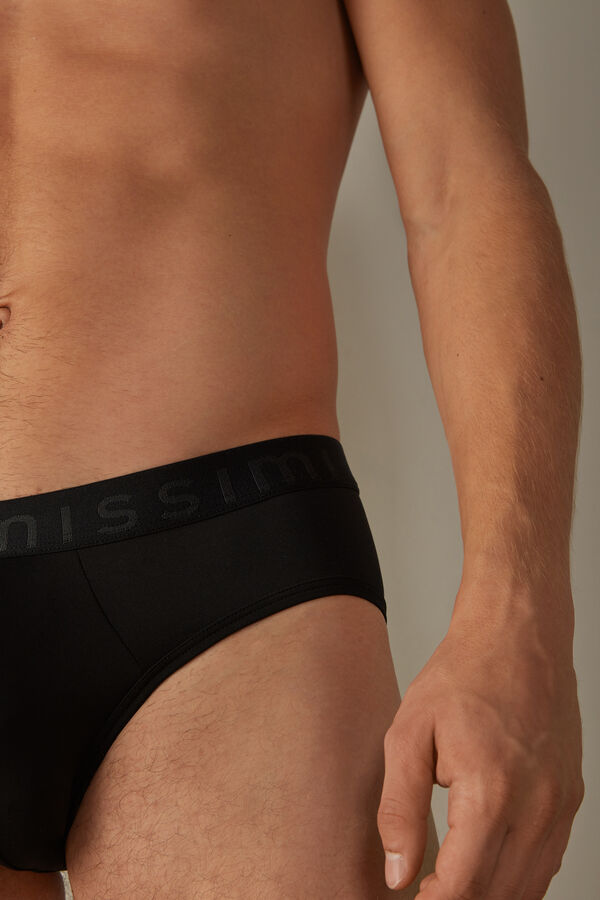 Intimssimi Microfiber Briefs with Logo Detail Negras | DPEVO63228