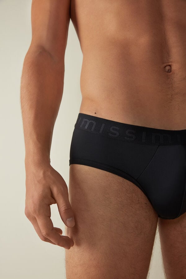 Intimssimi Microfiber Briefs with Logo Detail Azules | GPEEC82493