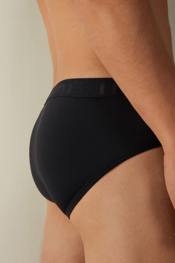 Intimssimi Microfiber Briefs with Logo Detail Azules | GPEEC82493