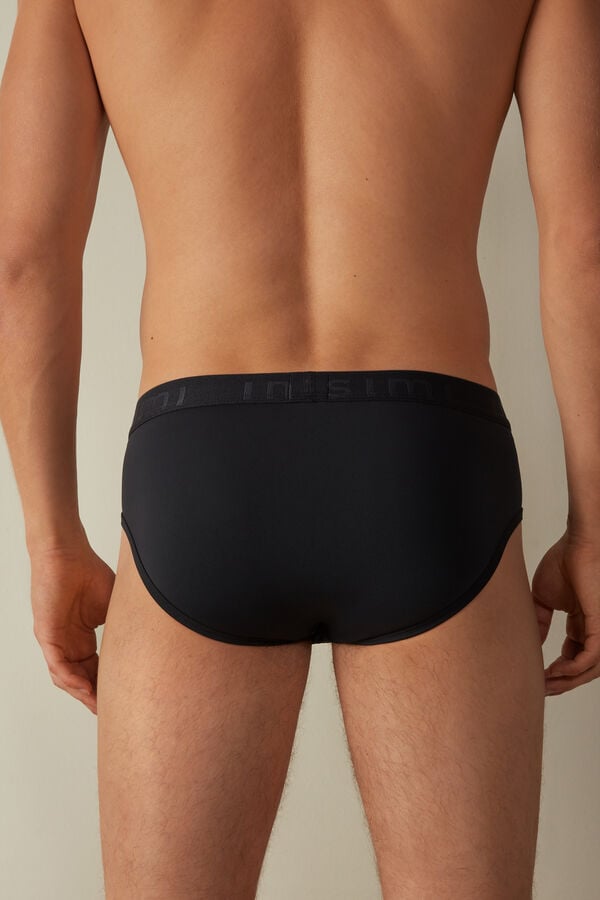 Intimssimi Microfiber Briefs with Logo Detail Azules | GPEEC82493