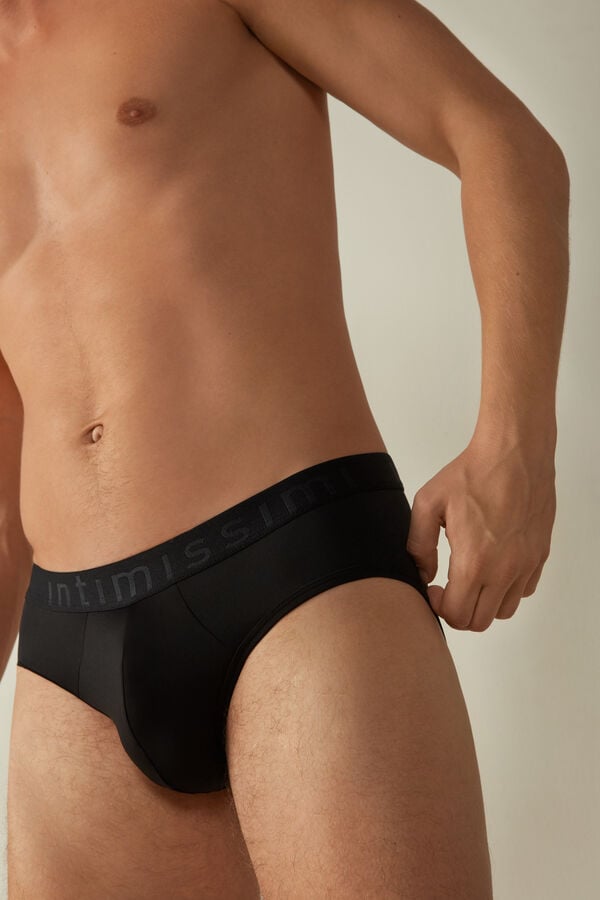 Intimssimi Microfiber Briefs with Logo Detail Negras | SPENY38848