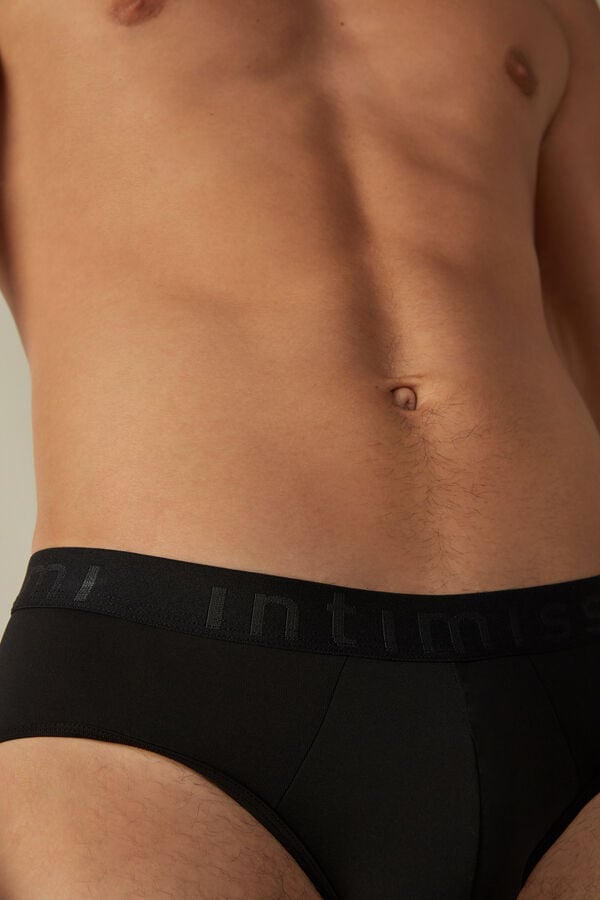 Intimssimi Microfiber Briefs with Logo Detail Negras | SPENY38848