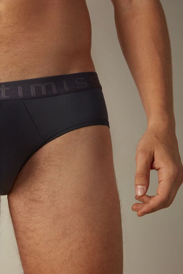 Intimssimi Microfiber Briefs with Logo Detail Gris | TPEPQ41202