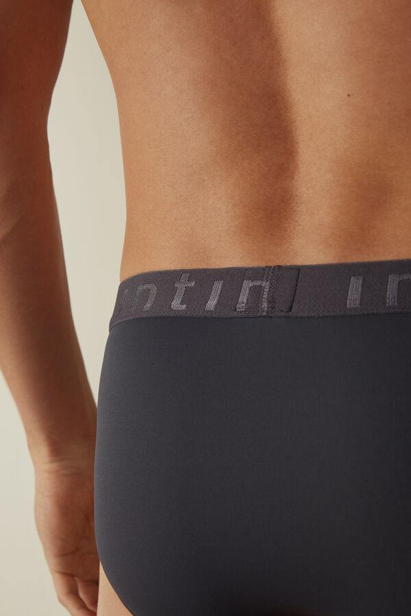 Intimssimi Microfiber Briefs with Logo Detail Gris | TPEPQ41202