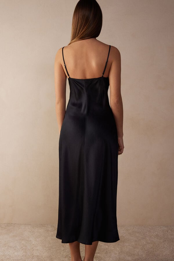 Intimssimi Midi-Length Slip in Silk Negras | APEDF75167