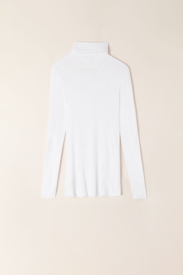 Intimssimi Modal Cashmere Ultralight High-Neck Top Blancas | FPEHY62074