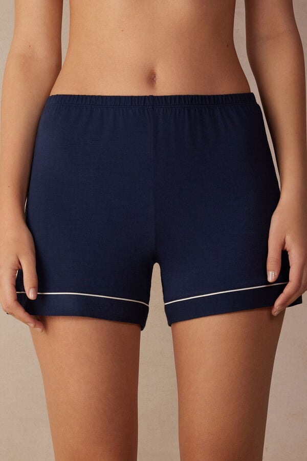 Intimssimi Modal Shorts with Contrast Trim Azules | PEICD34398