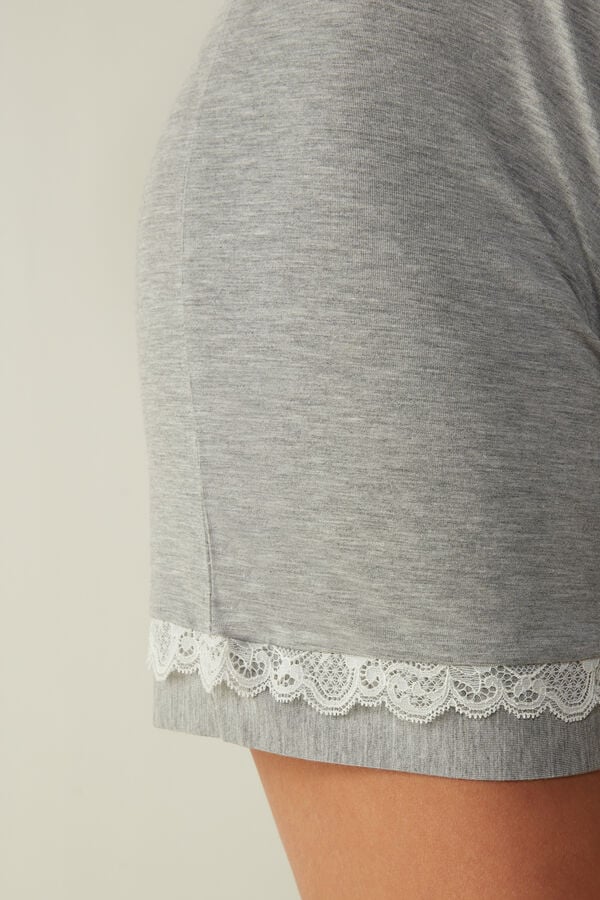 Intimssimi Modal Shorts with Lace Details Gris | QPEWA40318