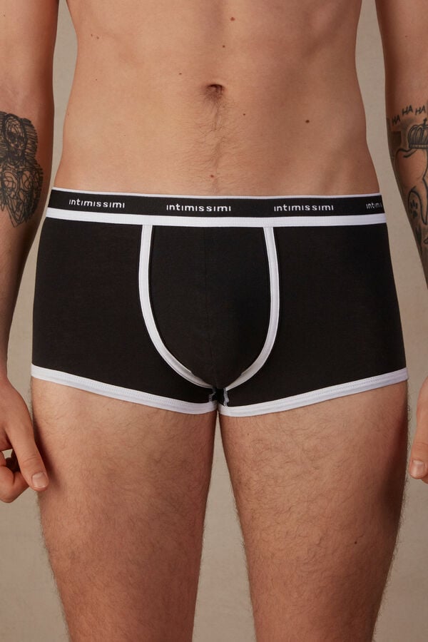 Intimssimi Natural Fresh Supima® Cotton Boxers with Logo Negras | PEDFL28211