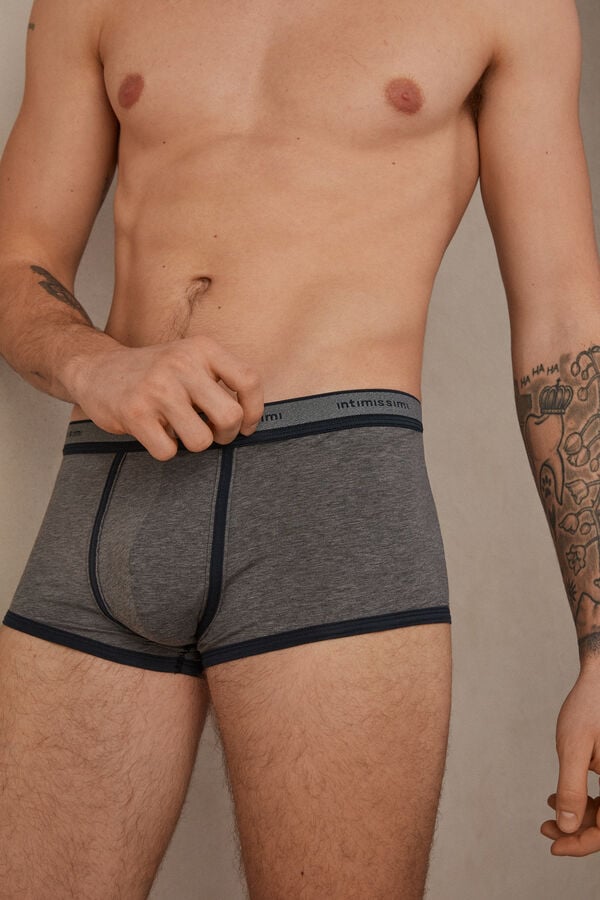 Intimssimi Natural Fresh Supima® Cotton Boxers with Logo Gris Oscuro | PEJZR71656