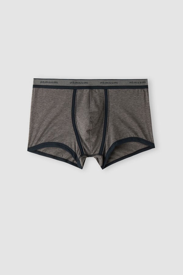 Intimssimi Natural Fresh Supima® Cotton Boxers with Logo Gris Oscuro | PEJZR71656