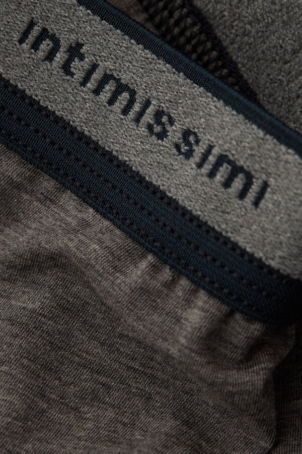 Intimssimi Natural Fresh Supima® Cotton Boxers with Logo Gris Oscuro | PEJZR71656