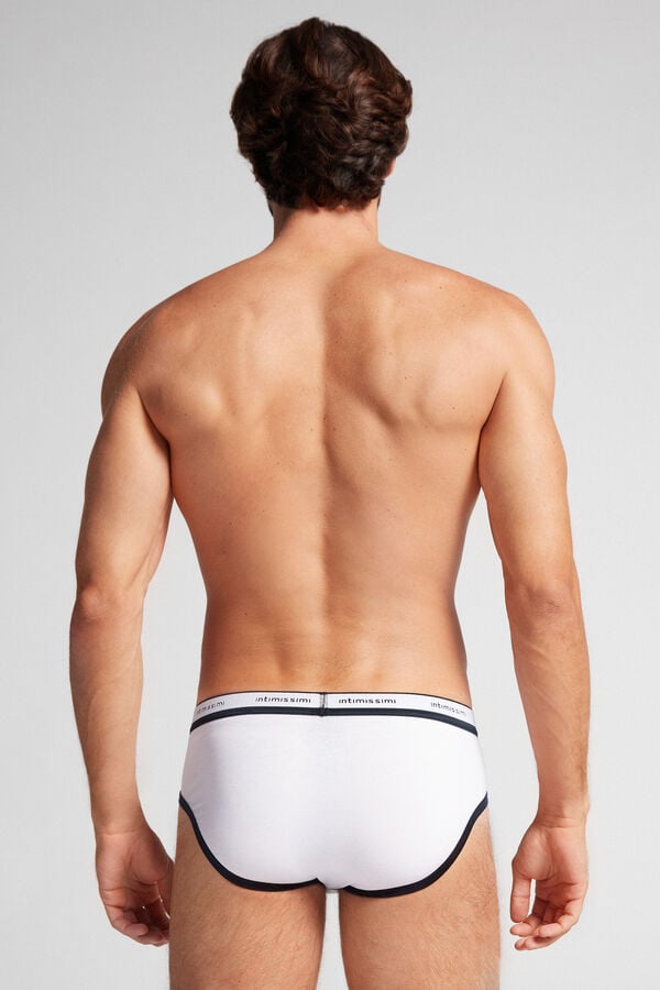 Intimssimi Natural Fresh Supima® Cotton Briefs with Logo Blancas | PEXBR44530