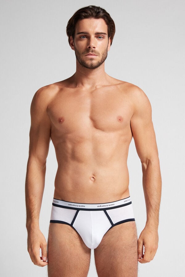 Intimssimi Natural Fresh Supima® Cotton Briefs with Logo Blancas | PEXBR44530