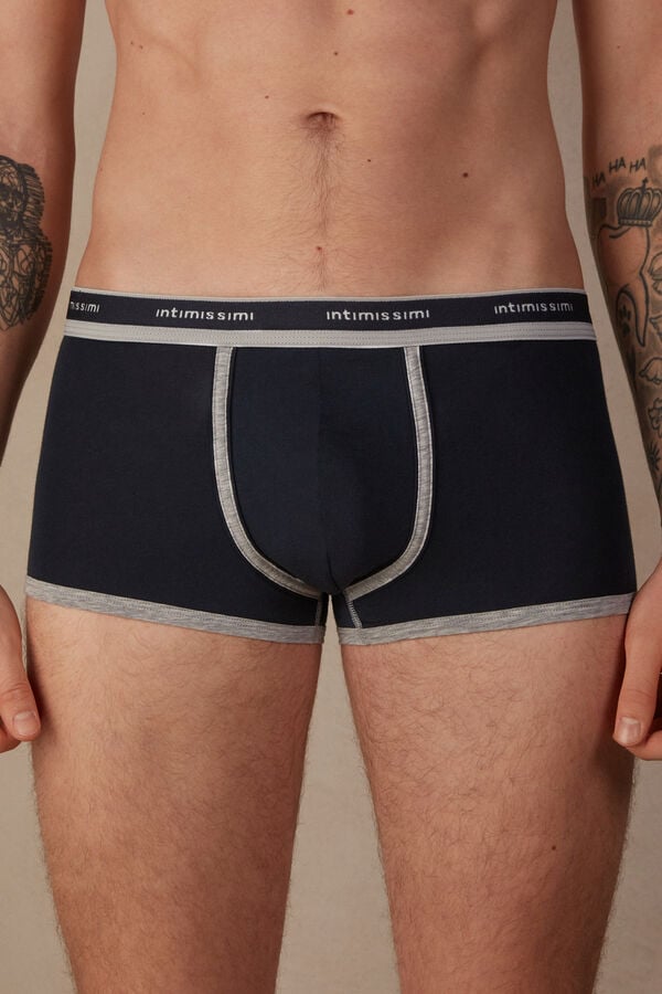 Intimssimi Natural Fresh Supima® Cotton Boxers with Logo Azules | PEXBR49068