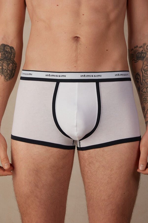 Intimssimi Natural Fresh Supima® Cotton Boxers with Logo Blancas | ZPENQ39380