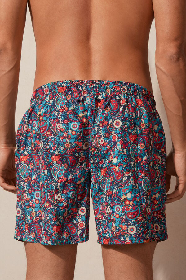 Intimssimi Orange Paisley Print Swim Trunks Multicolor | PEEAH77408