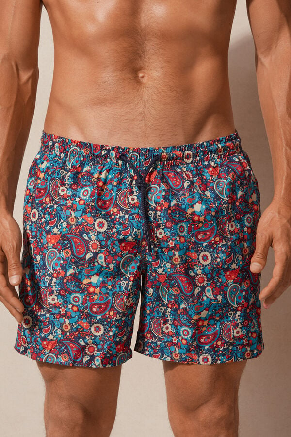 Intimssimi Orange Paisley Print Swim Trunks Multicolor | PEEAH77408