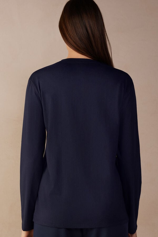 Intimssimi Oversized Long Sleeve Top in Supima® Cotton Azules | PEJBT57225