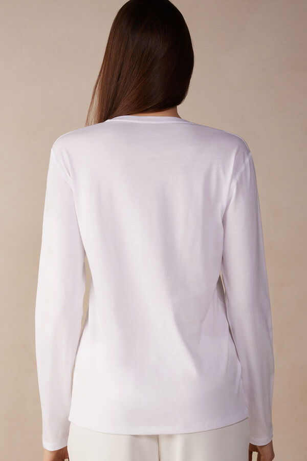 Intimssimi Oversized Long Sleeve Top in Supima® Cotton Blancas | PEJKU59306