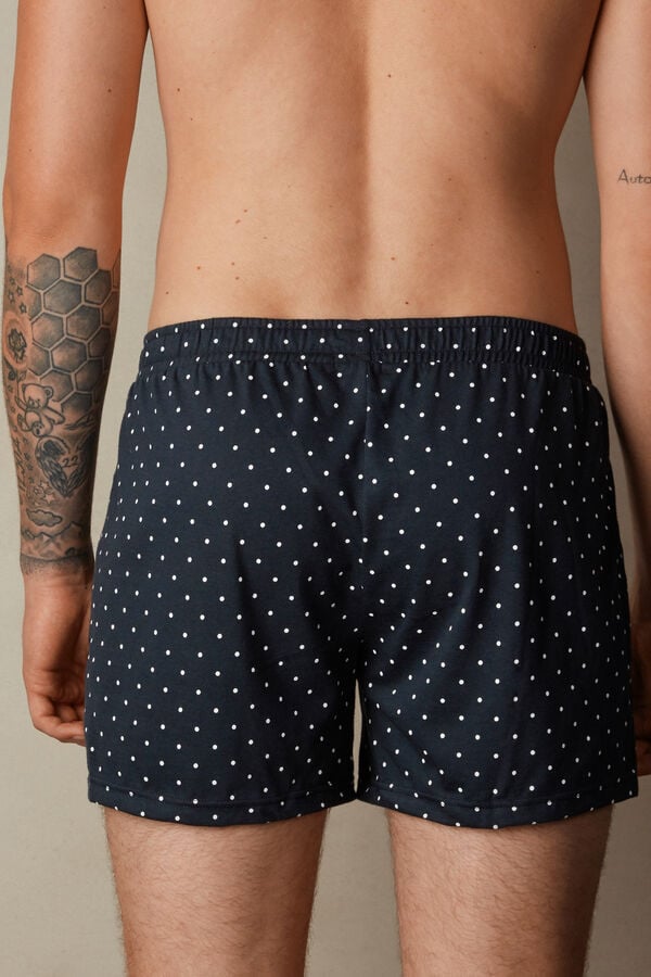 Intimssimi Patterned Cotton Jersey Relaxed Fit Boxers Azules | GPEUC37748