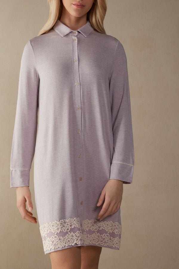 Intimssimi Pretty Flower Open Front Nightshirt Violet | TPEWZ23078