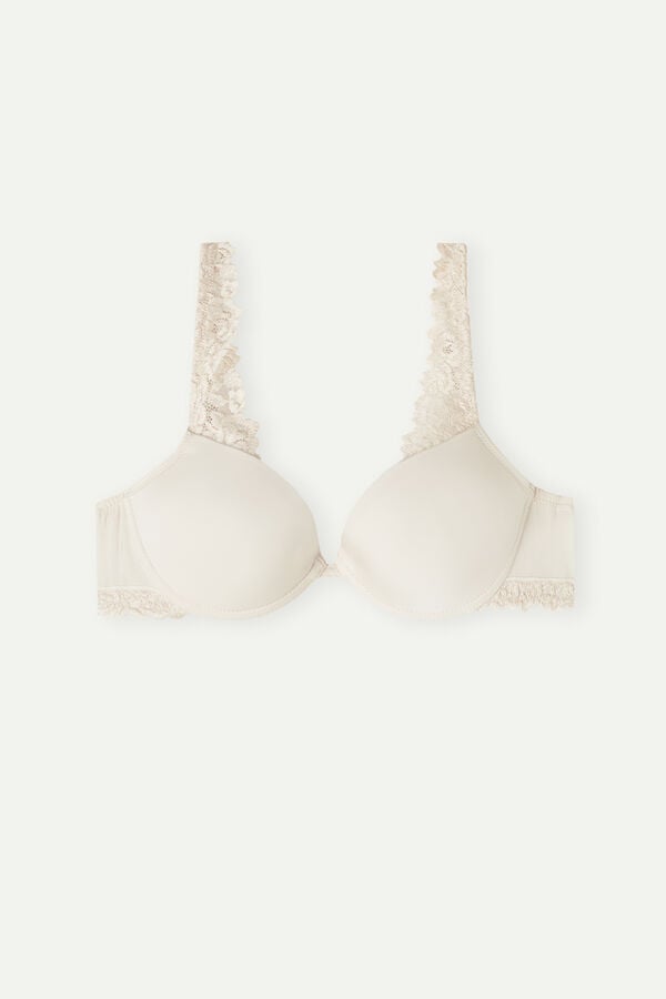 Intimssimi Pretty Flowers Microfiber Bellissima Push-up Bra Natural | XPEGW52919