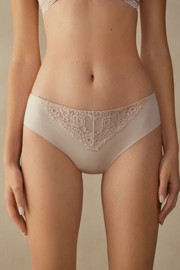 Intimssimi Pretty Flowers Seamless Cotton Panties Natural | PEDYB37786