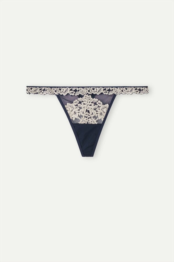 Intimssimi Pretty Flowers String Thong Azules | PEJBT61994