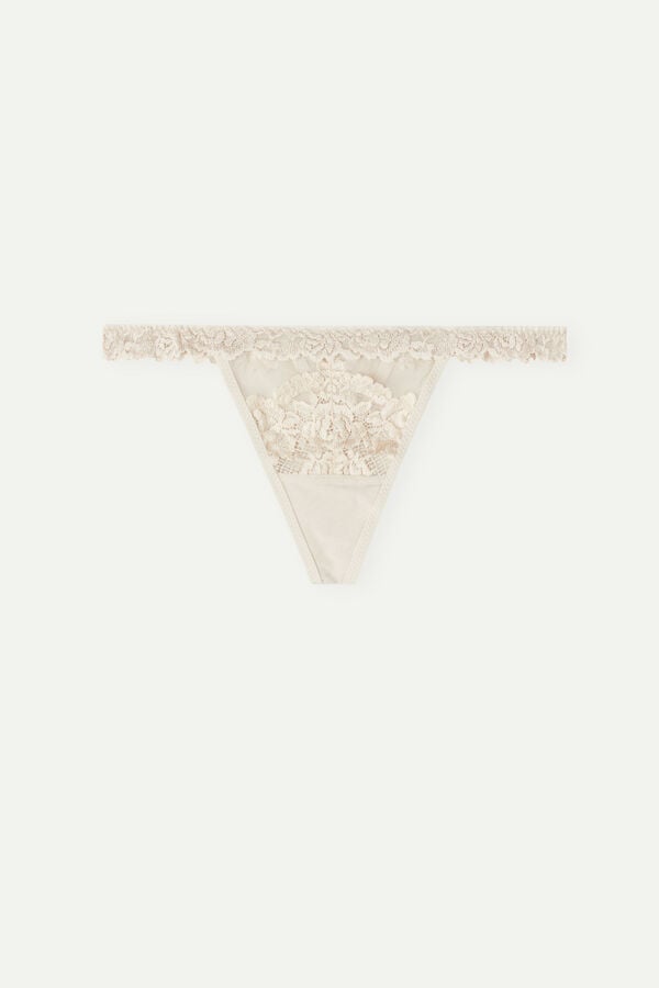 Intimssimi Pretty Flowers String Thong Blancas | PEQAV78894