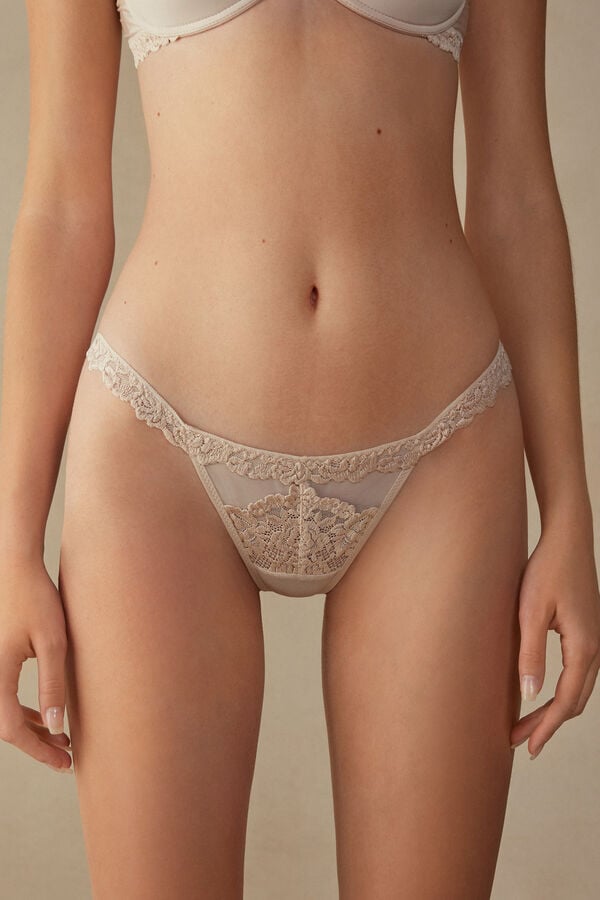 Intimssimi Pretty Flowers String Thong Blancas | PEQAV78894