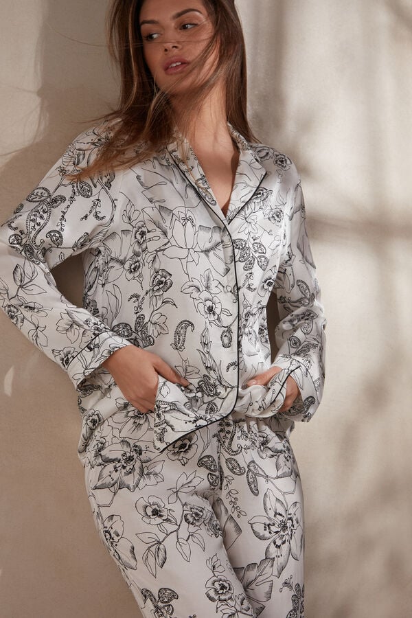 Intimssimi Pure Joy Long Sleeve Top in Satin Print | MPEFT15537