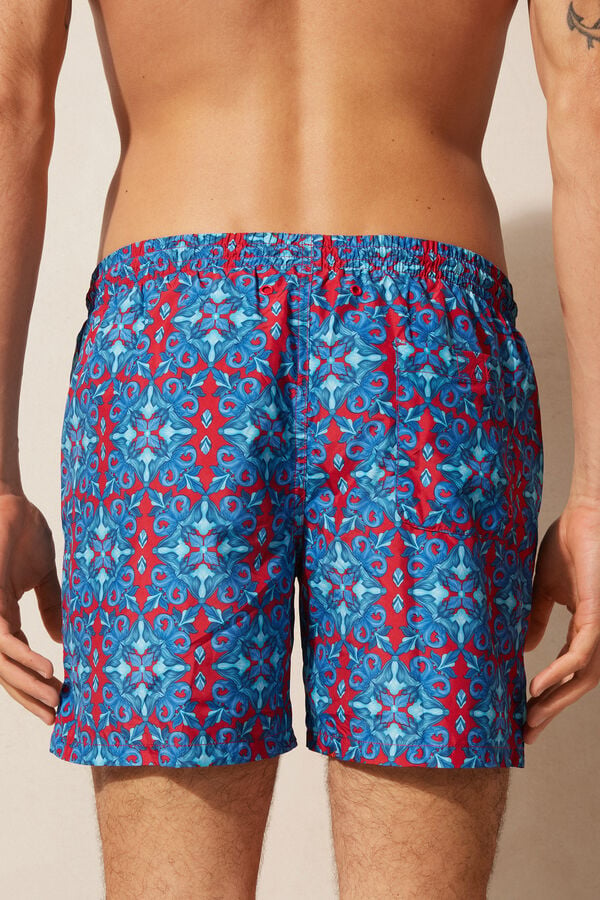 Intimssimi Red Moroccan Print Swim Trunks Azules | XPEBH40041