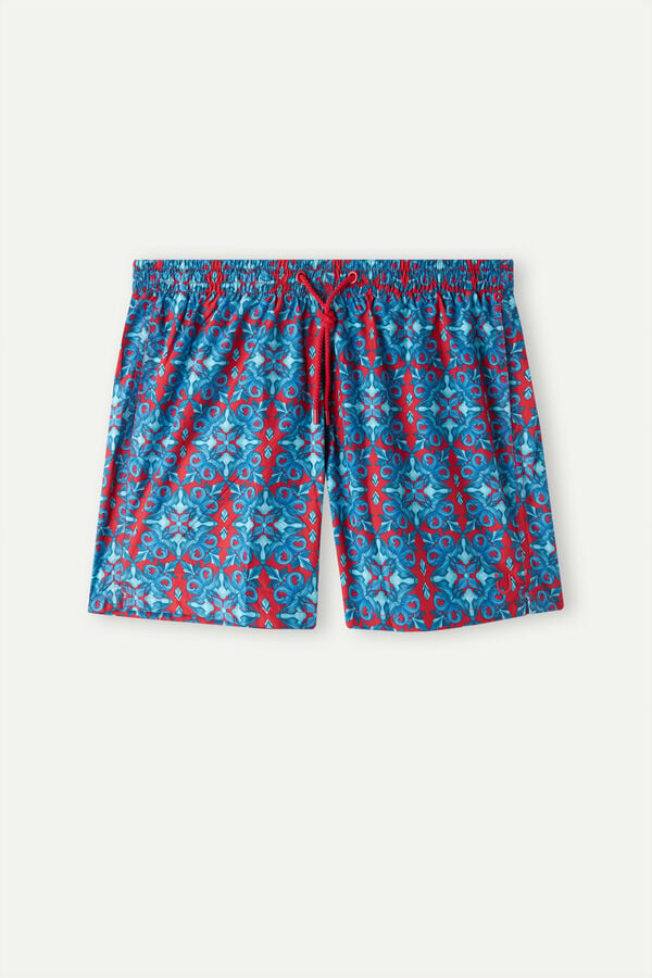 Intimssimi Red Moroccan Print Swim Trunks Azules | XPEBH40041