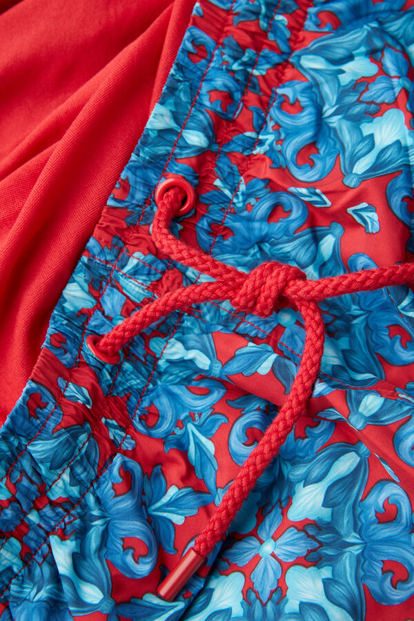 Intimssimi Red Moroccan Print Swim Trunks Azules | XPEBH40041