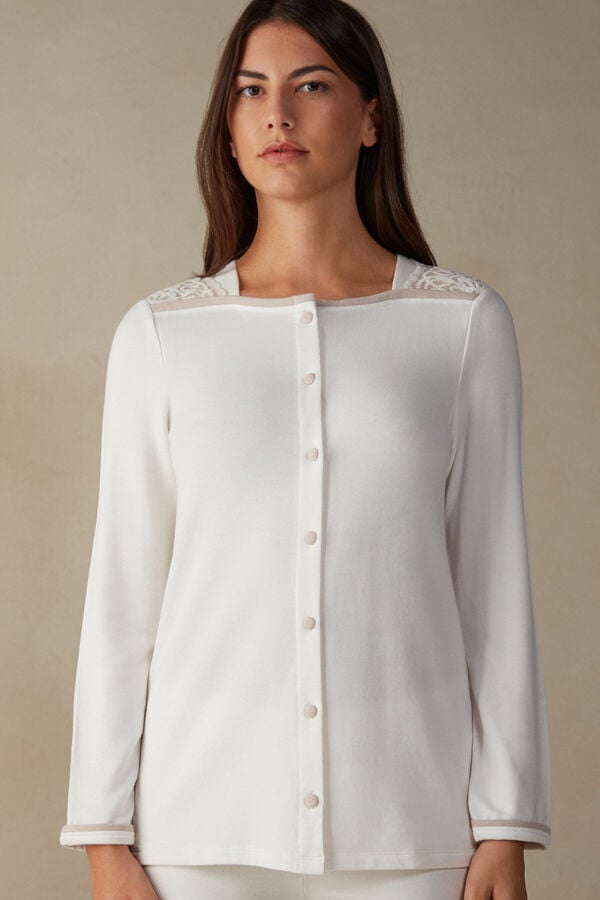 Intimssimi Romantic Bedroom Button Up Top in Modal with Lana Blancas | PEEGJ54192