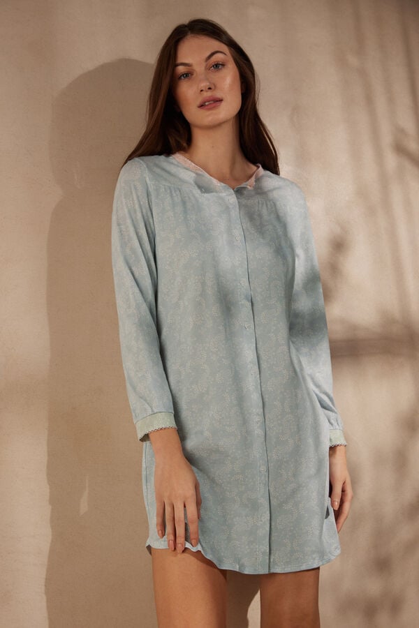 Intimssimi Romantic Cashmere Button Up Night Shirt Azules Claro | QPEUV41331