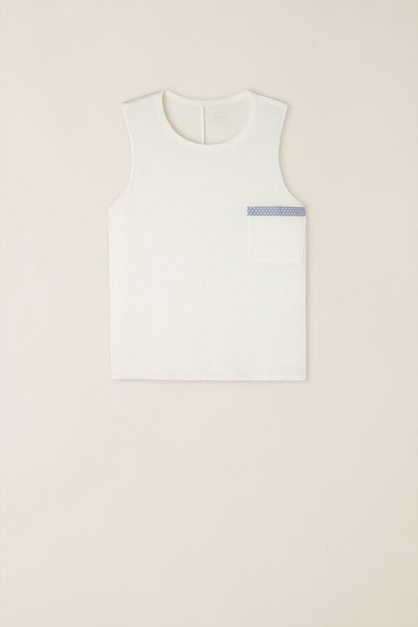 Intimssimi Santorini View Tank Top in Supima® Ultrafresh Cotton Blancas | PEJKU35304