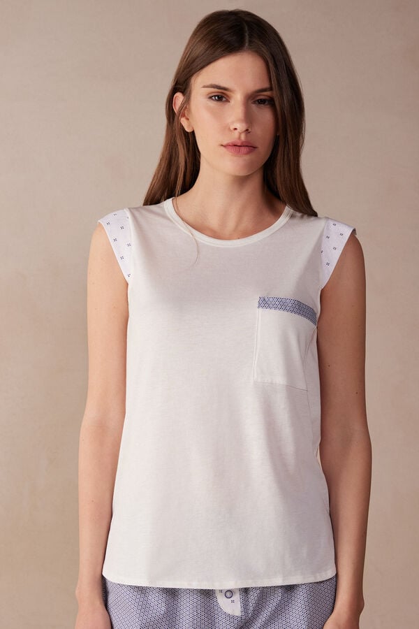 Intimssimi Santorini View Tank Top in Supima® Ultrafresh Cotton Blancas | PEJKU35304