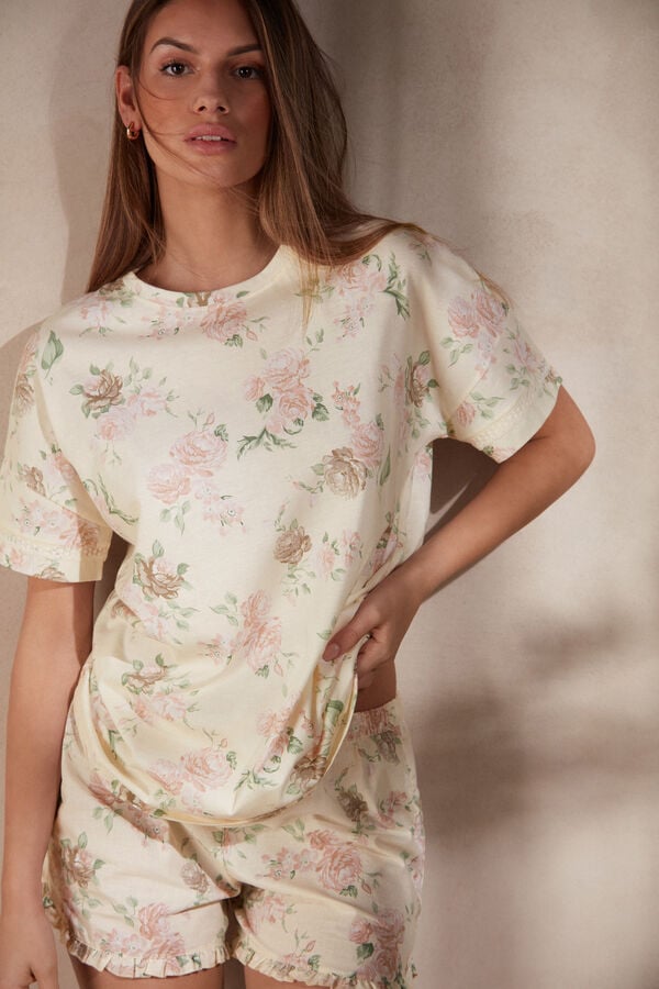 Intimssimi Scent of Roses Short Sleeve Cotton T-shirt Print | ZPEMJ32899