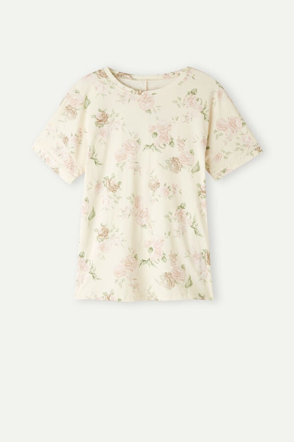 Intimssimi Scent of Roses Short Sleeve Cotton T-shirt Print | ZPEMJ32899