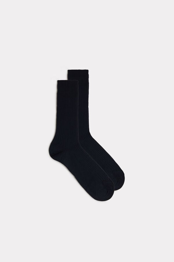 Intimssimi Short Acanalado Egyptian Cotton Socks Azules | FPEHY28605